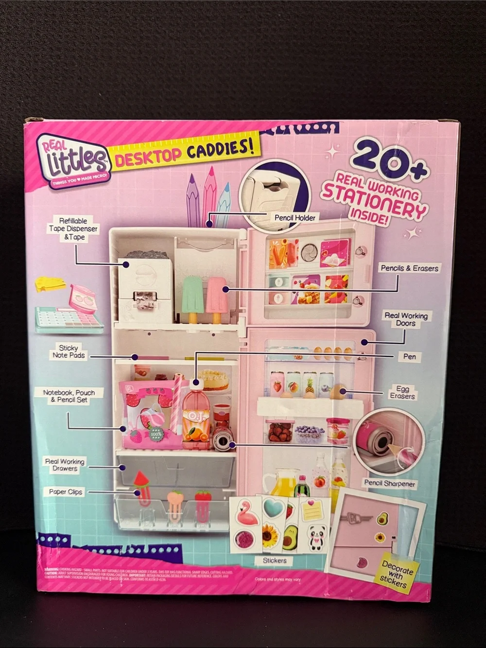 Real Littles Mini Fridge Desktop Caddy 20+ Surprise Stationary Back to School